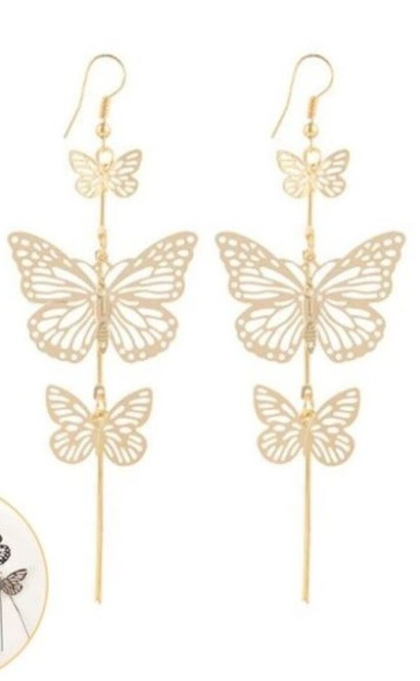 Gold Butterfly French Hook Dangle Earrings